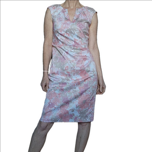 Sleeveless Dress Elegant Pastel Pinks Whites orange and Neutrals ADIANNA PAPELL